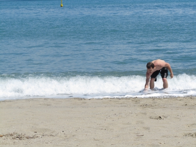 Playing in the ocean